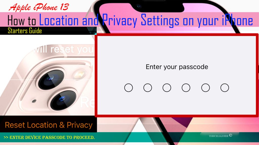 reset location and privacy settings iphone13 passcode