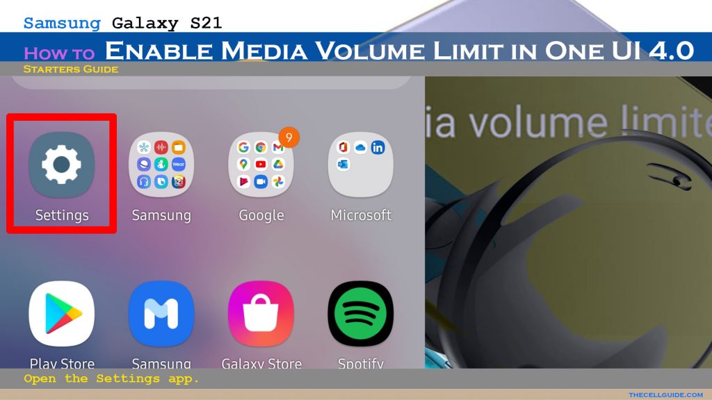 enable media volume limiter galaxy s21 settings