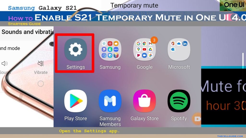 enable temporary mute galaxys21 oneui4 settings