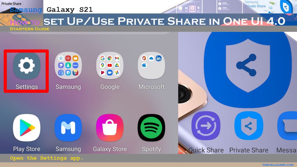 Samsung S21 private share app