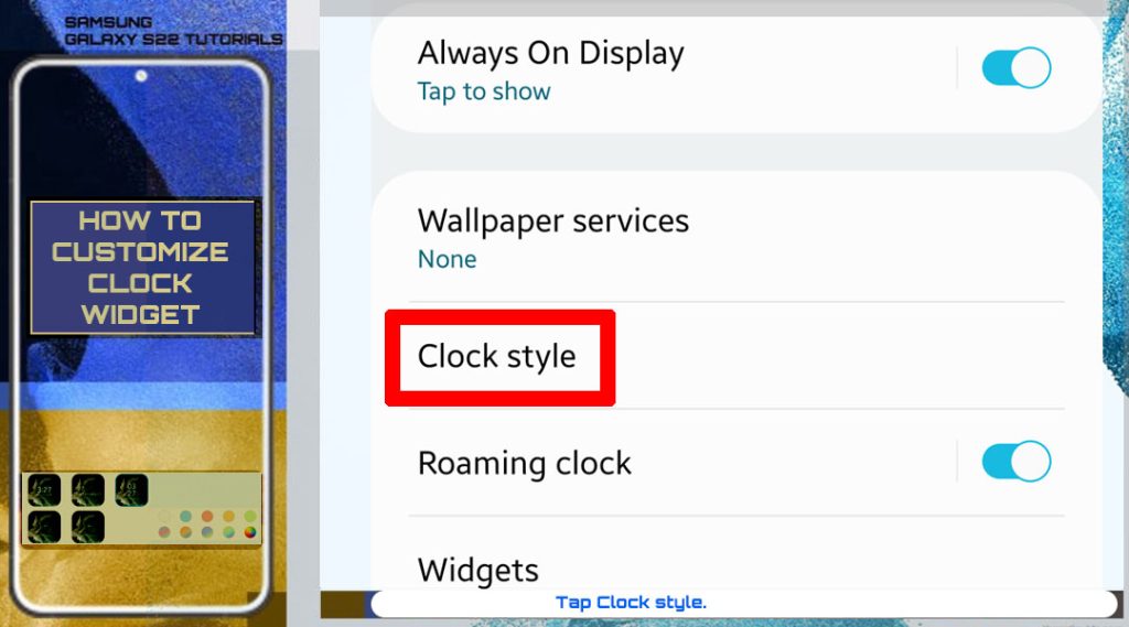customize clock widget galaxys22 clock style