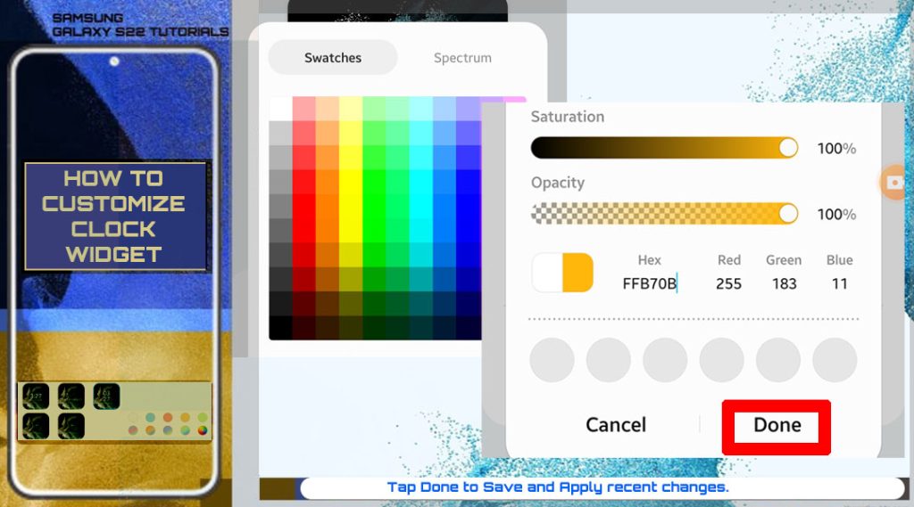 customize clock widget galaxys22 done