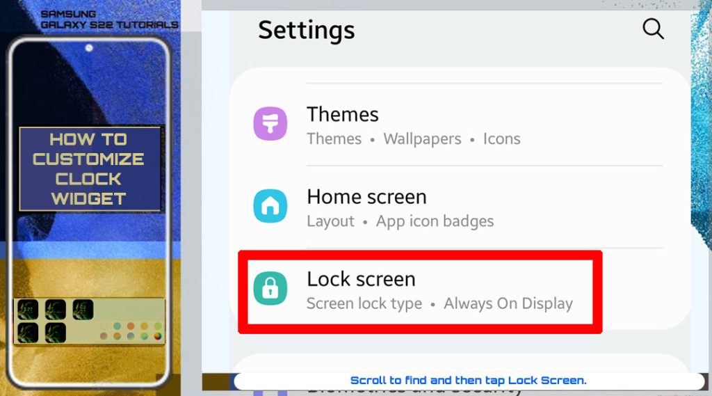 customize clock widget galaxys22 lock screen