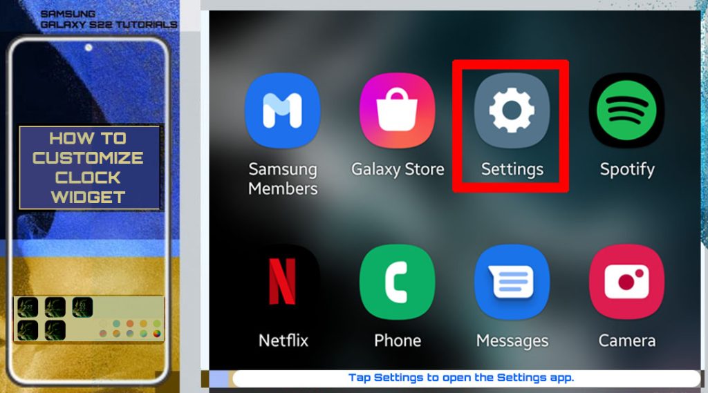 customize clock widget galaxys22 settings