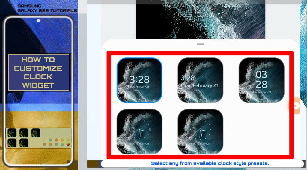 customize clock widget galaxys22 stylepreset