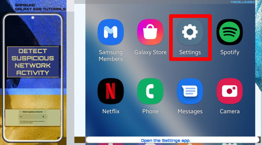 detect suspicious network activity galaxy s22 settings