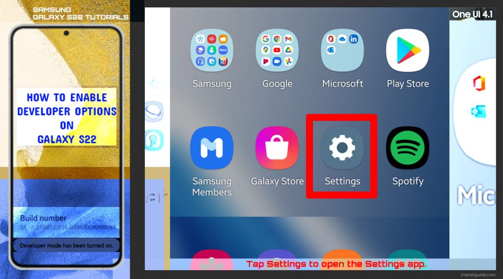enable developer options galaxy s22 settings