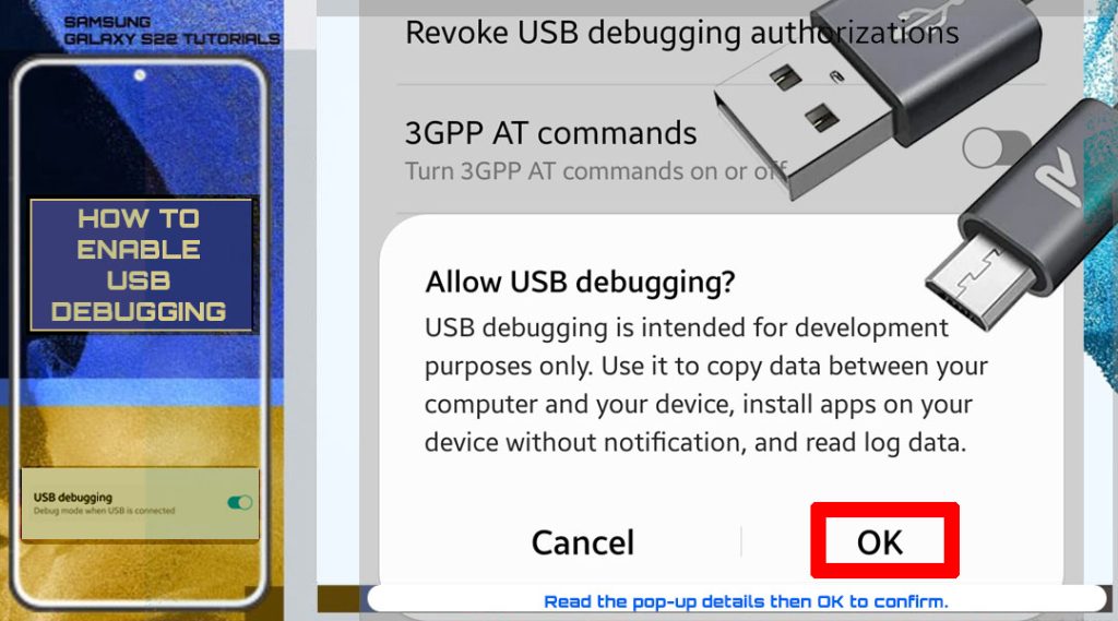 enable usb debugging galaxy s22 confirm