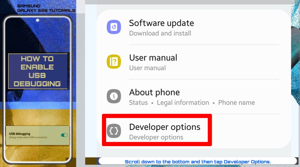 enable usb debugging galaxy s22 do