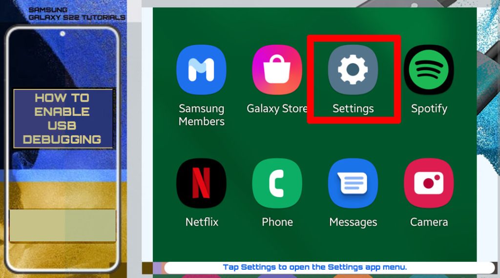 enable usb debugging galaxy s22 settings