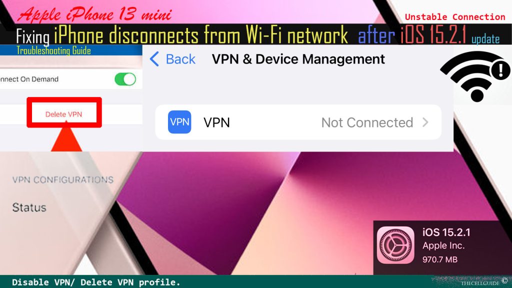 fix iphone13 disconnects from wifi ios1521update deletevpn