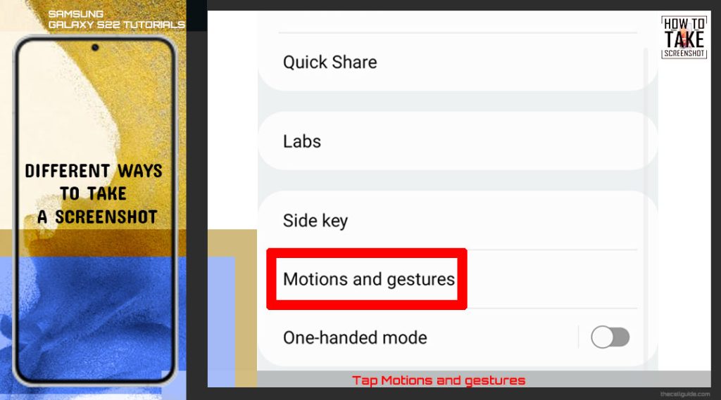howto take a screenshot on galaxy s22 motions