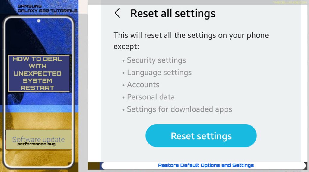 Reset all settings