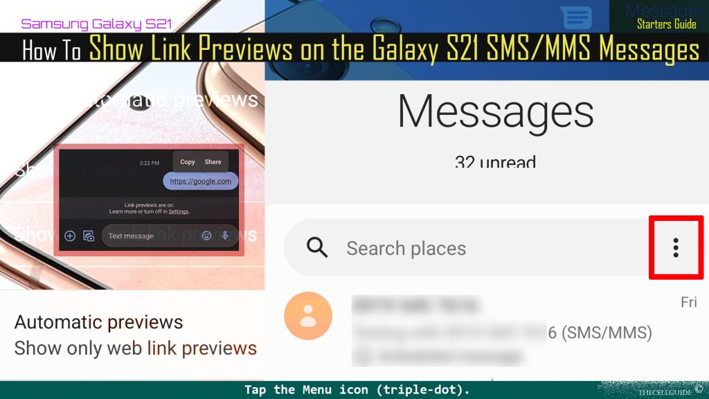 show link previews galaxys21 messages menuicon