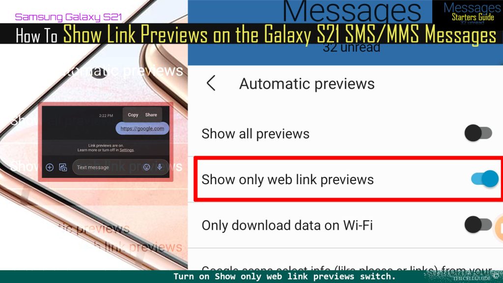 show link previews galaxys21 messages switchON