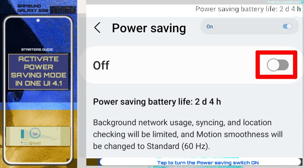 activate power saving mode samsung galaxy s22 ON