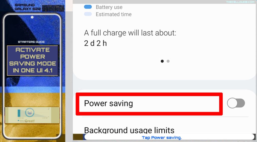 activate power saving mode samsung galaxy s22 ps
