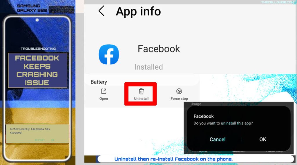 fix facebook keeps crashing oneUI 4 reinstall app