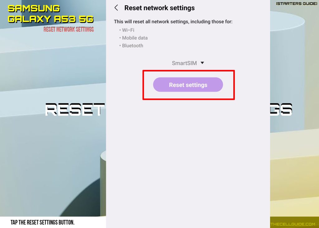 reset network settings galaxy a53 rsb