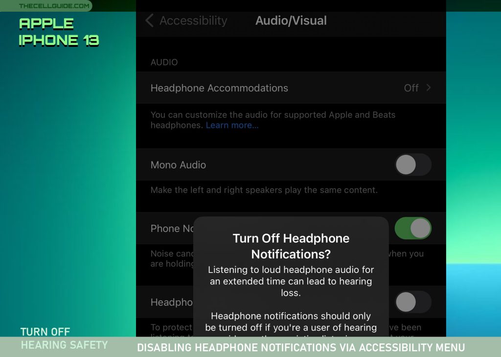 turn off hearing safety on iphone13 ALT
