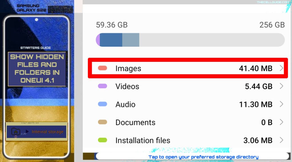 view hidden files and folders galaxy s22 directory