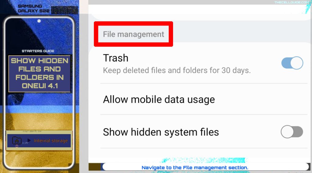 view hidden files and folders galaxy s22 filemngt