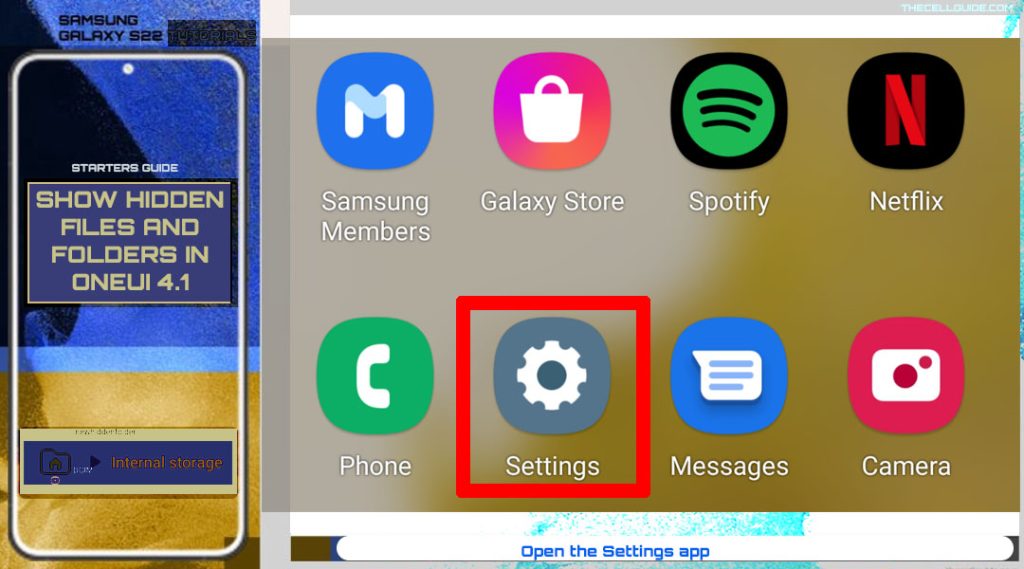 view hidden files and folders galaxy s22 settings