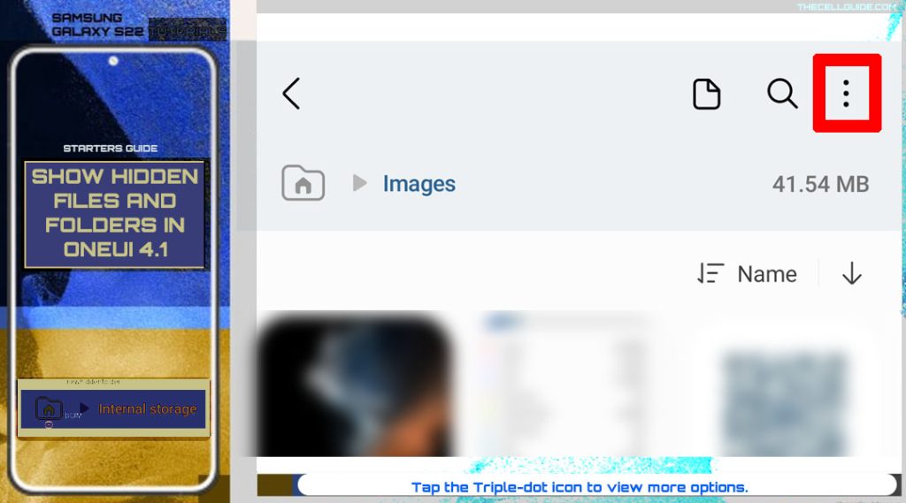 view hidden files and folders galaxy s22 tripledot