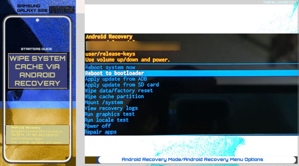 wipe cache partition galaxy s22 android recovery menu