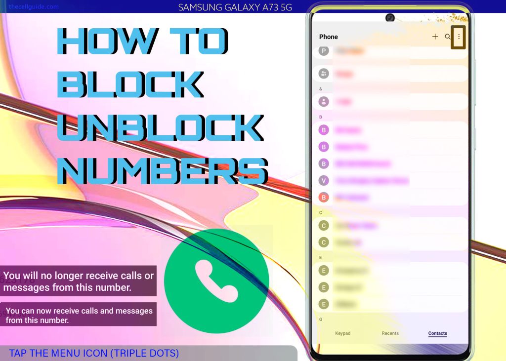 block unblock phone number galaxy a73 TRIPLEDOT