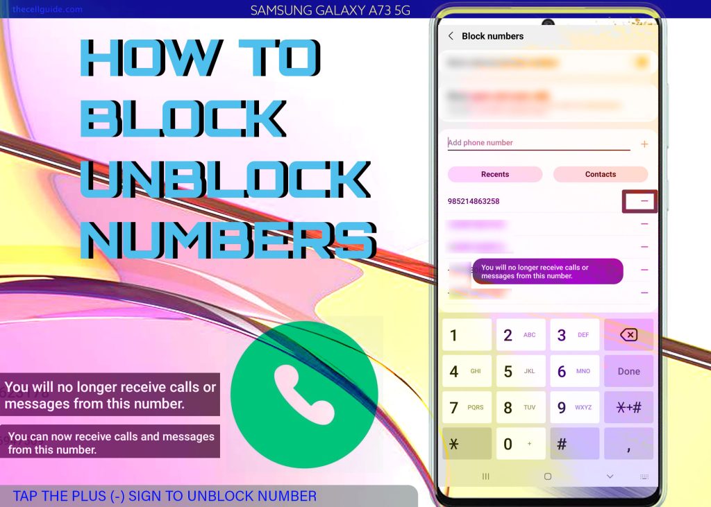 block unblock phone number galaxy a73 UNBLOCK
