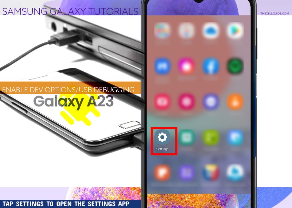 enable developer options usb debugging galaxy a23 SETTINGS