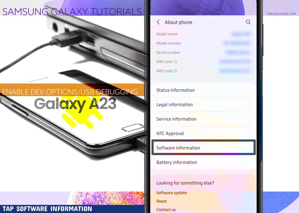 enable developer options usb debugging galaxy a23 SOFTWARE