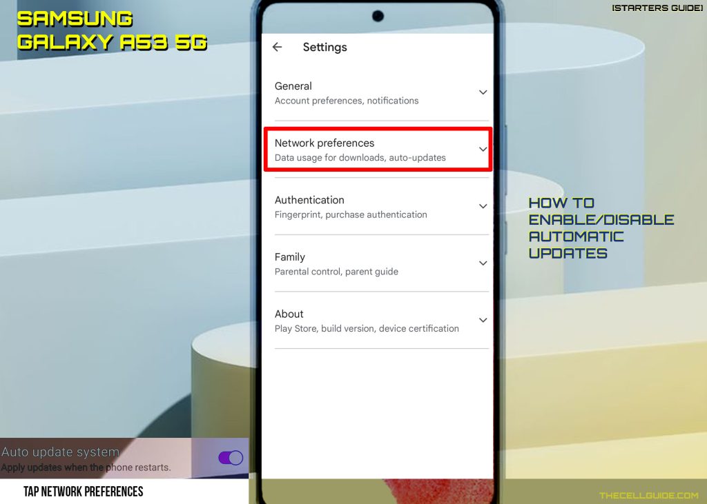 enable disable automatic updates galaxy a53 netprefer