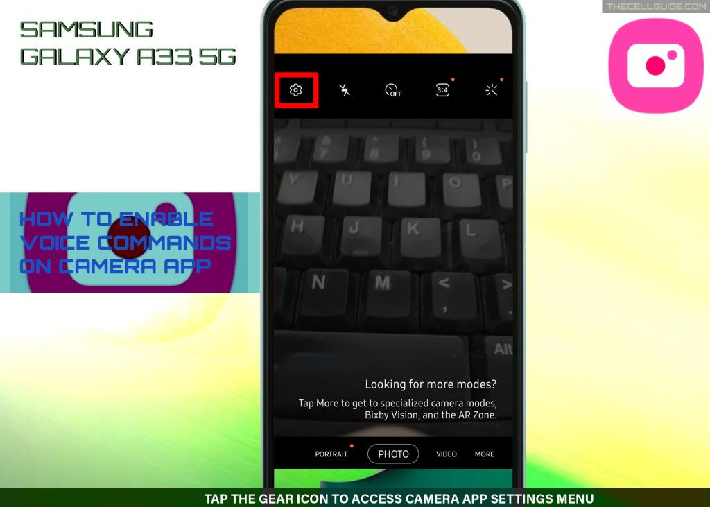 enable voice commands galaxy a33 camera GEAR