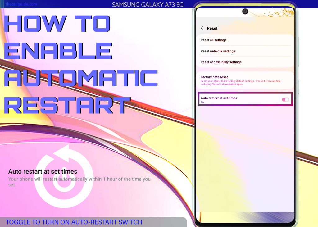 activate auto restart galaxy a73 5g ON