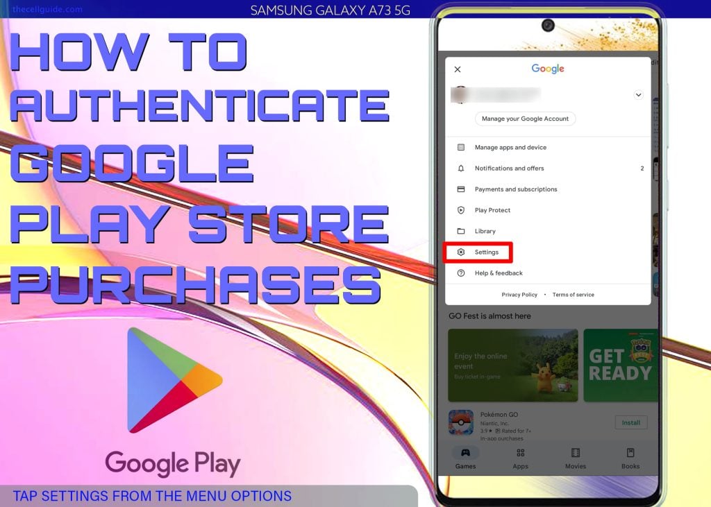authenticate play store purchases galaxy a73 SETTINGS
