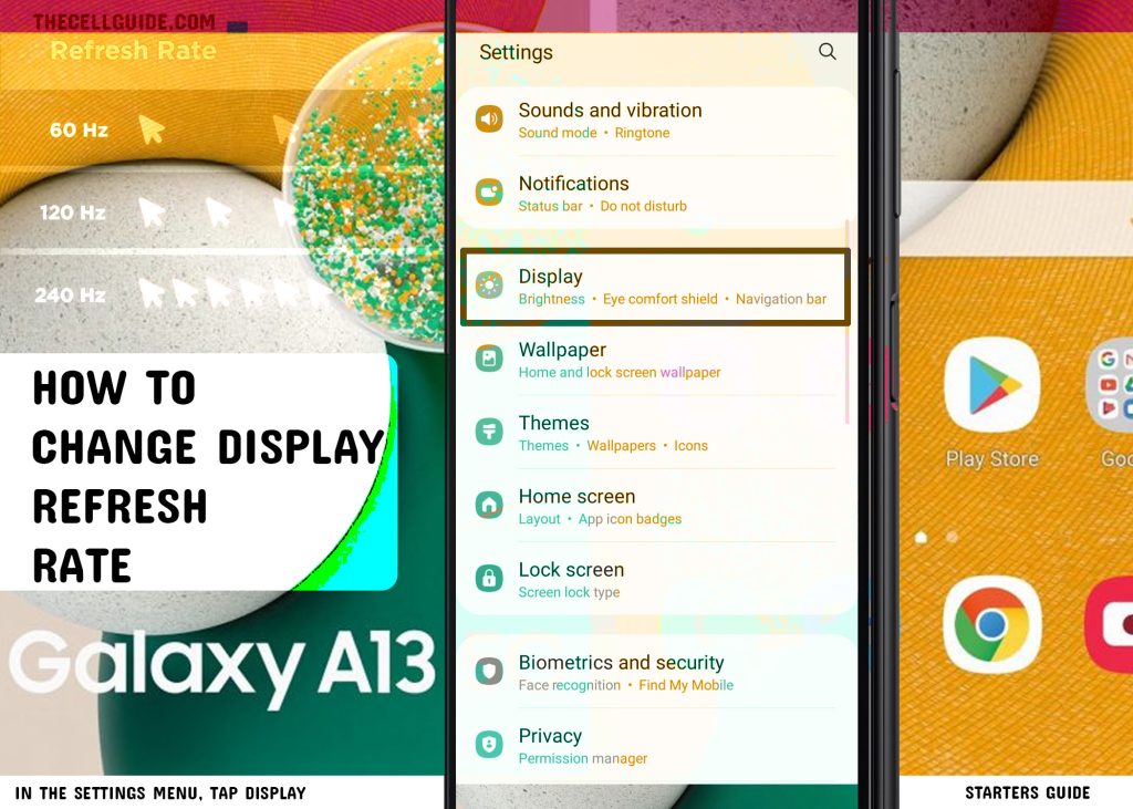 change refresh rate galaxy a13 DISPLAY