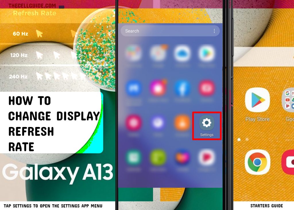 change refresh rate galaxy a13 settings