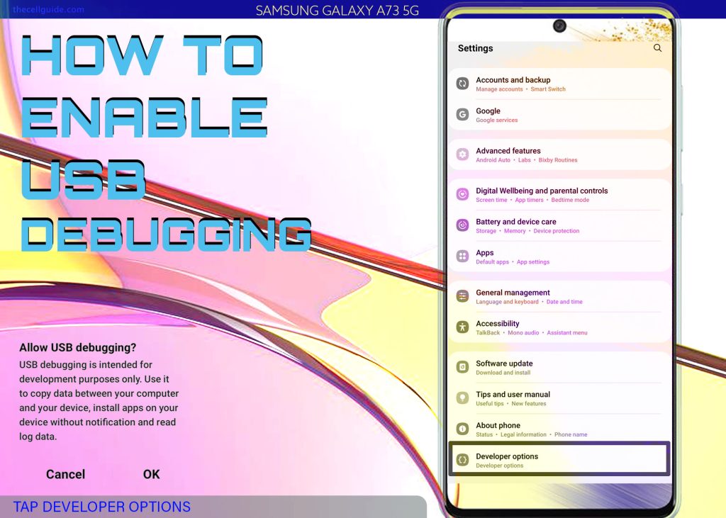 enable usb debugging mode galaxy a73 DEVOP