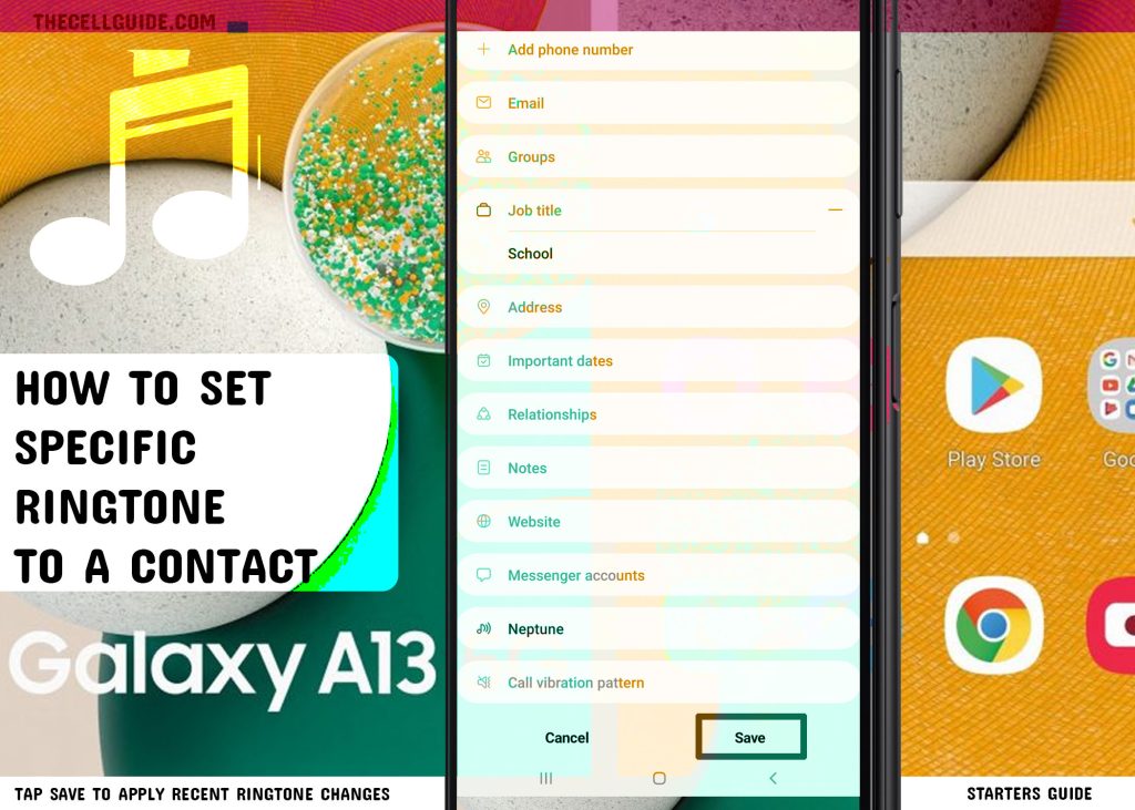set specific ringtone to a contact galaxy a13 SAVE