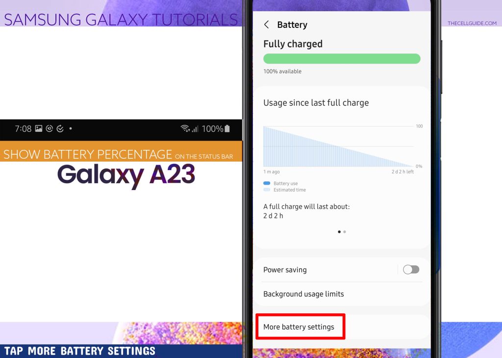 show battery percentage galaxy a23 MBS