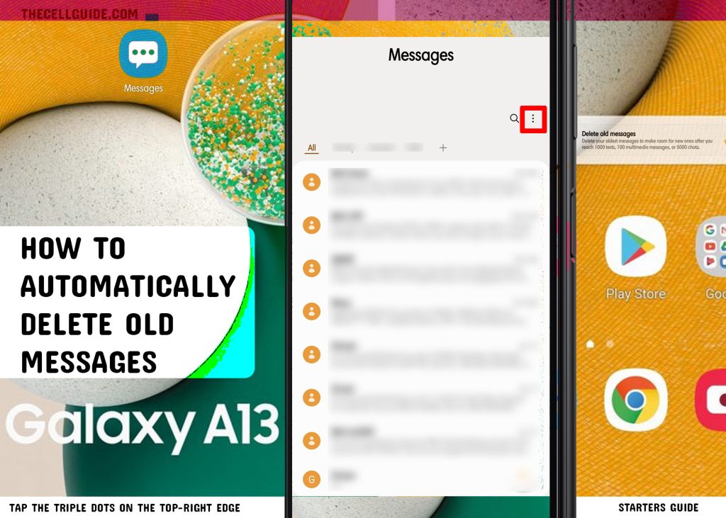 automatically delete old messages galaxy a13 TD