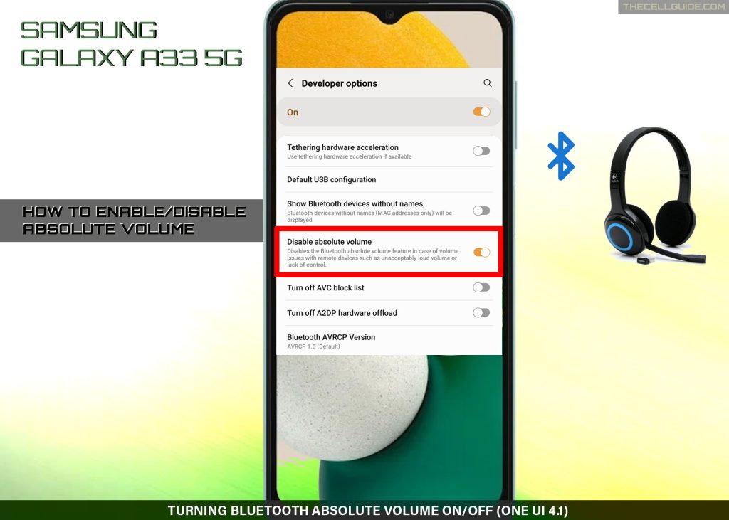 disable bt absolute volume galaxy a33 fetured