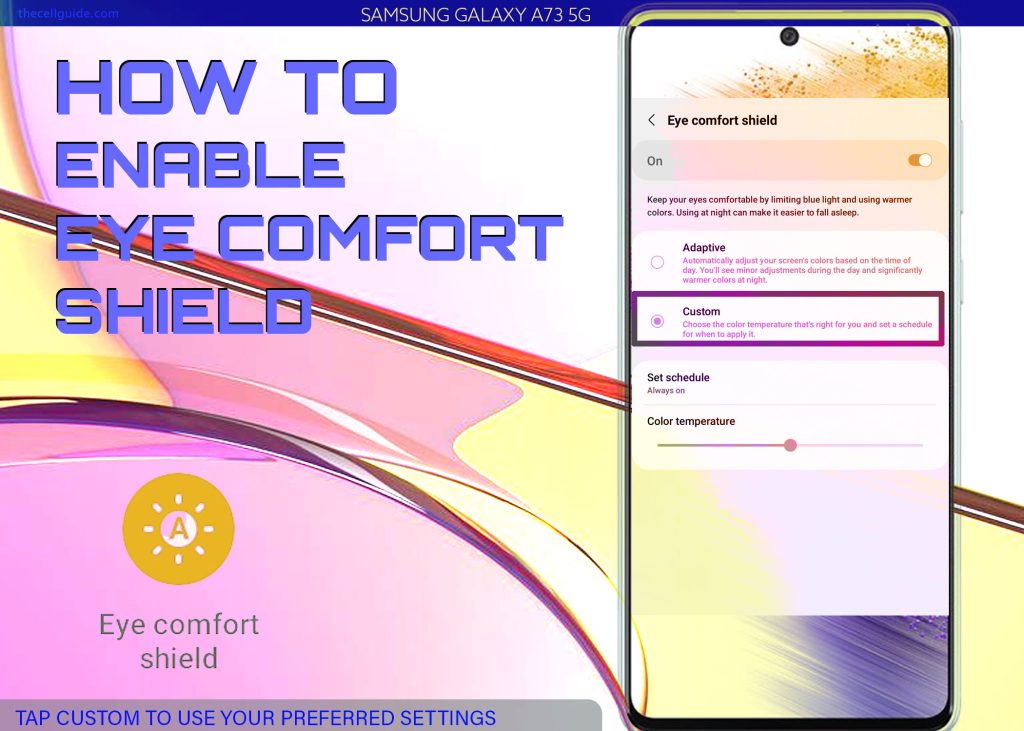 enable eye comfort shield galaxy a73 5g CUSTOM