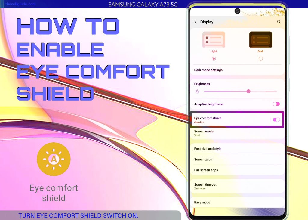enable eye comfort shield galaxy a73 5g ON