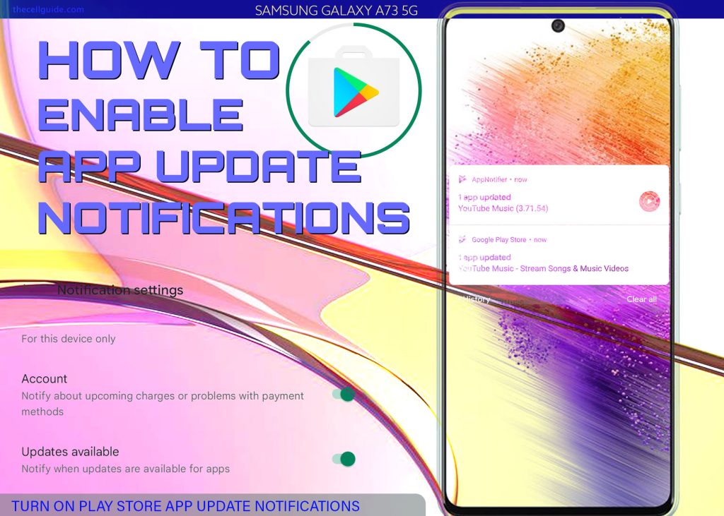 enable play store app update notifications galaxy a73 featured