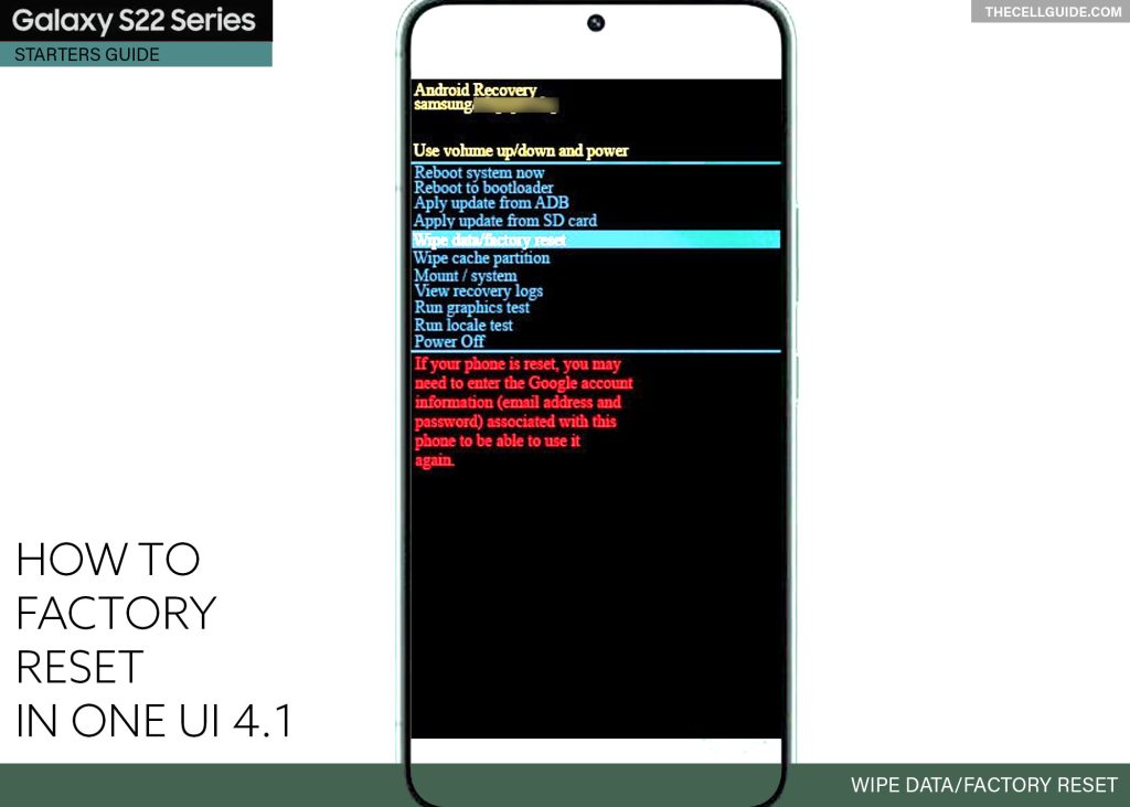 factory reset galaxy s22 WDFR