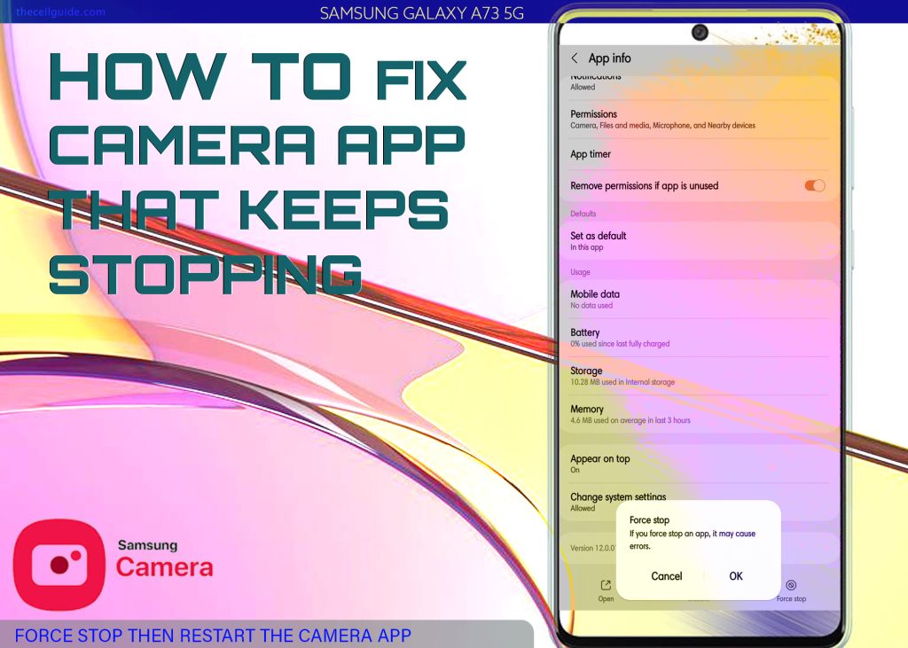 fix Galaxy A73 camera app keeps stopping FS