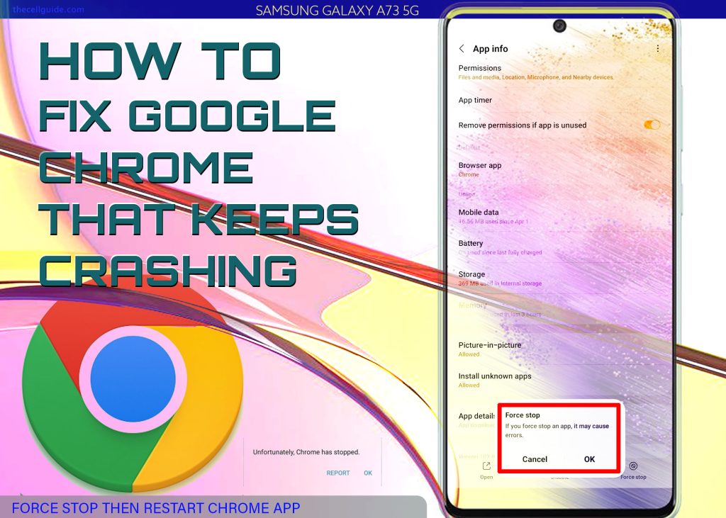 fix Galaxy A73 chrome keeps crashing FORCE STOP